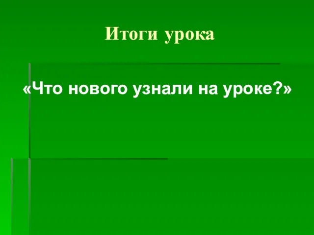 Итоги урока «Что нового узнали на уроке?»