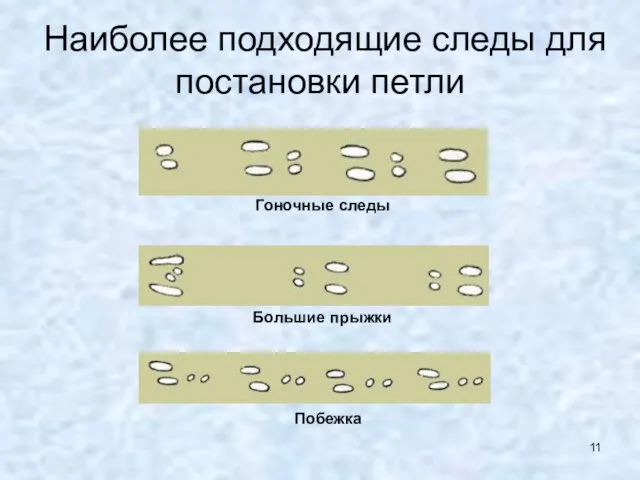 Наиболее подходящие следы для постановки петли Большие прыжки Гоночные следы Побежка