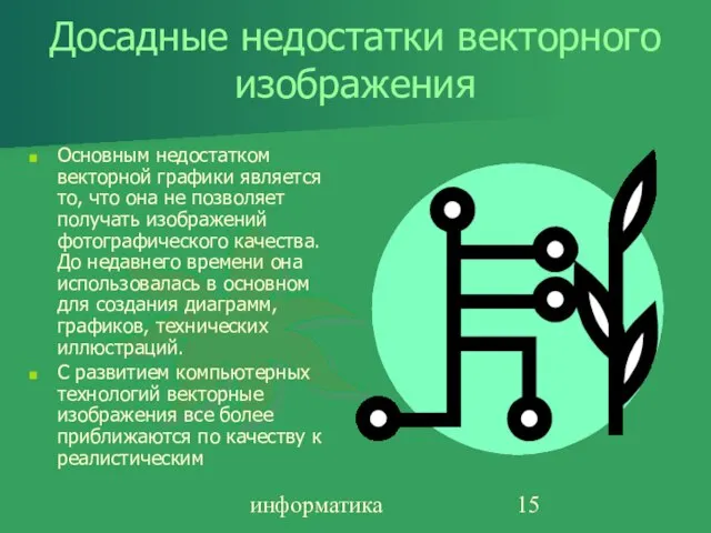 информатика Досадные недостатки векторного изображения Основным недостатком векторной графики является то, что