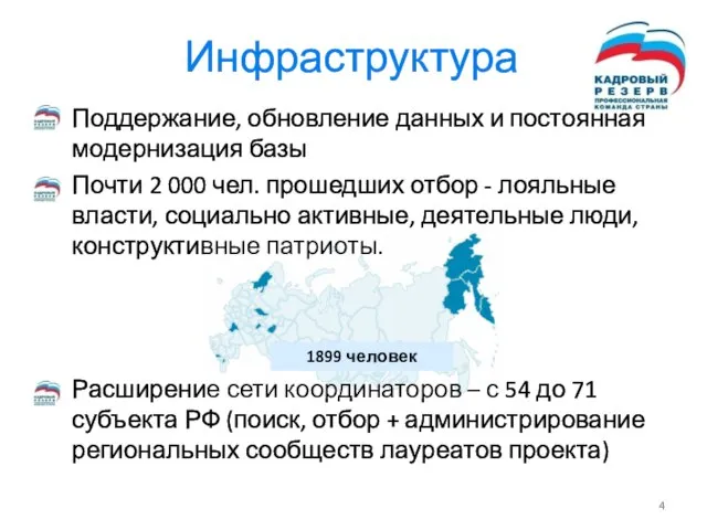 Инфраструктура Поддержание, обновление данных и постоянная модернизация базы Почти 2 000 чел.