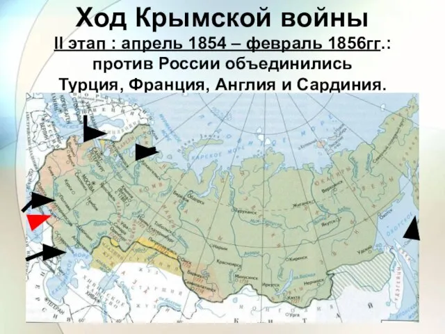 II этап : апрель 1854 – февраль 1856гг.: против России объединились Турция,