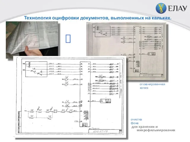 Технология оцифровки документов, выполненных на кальках. фото оригинала отсканированная копия ? очистка