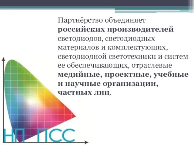 Партнёрство объединяет российских производителей светодиодов, светодиодных материалов и комплектующих, светодиодной светотехники и