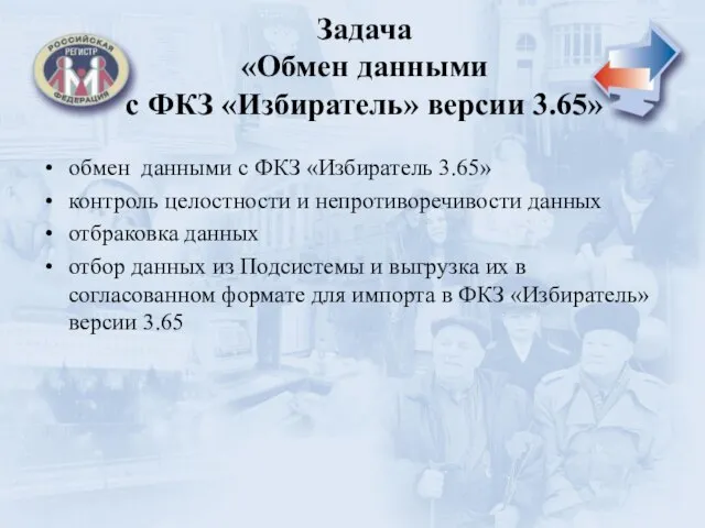 Задача «Обмен данными с ФКЗ «Избиратель» версии 3.65» обмен данными с ФКЗ