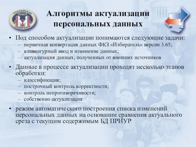 Алгоритмы актуализации персональных данных Под способом актуализации понимаются следующие задачи: первичная конвертация