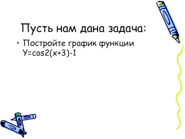 Пусть нам дана задача: Постройте график функции Y=cos2(x+3)-1