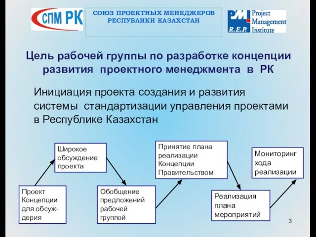 Цель рабочей группы по разработке концепции развития проектного менеджмента в РК Инициация