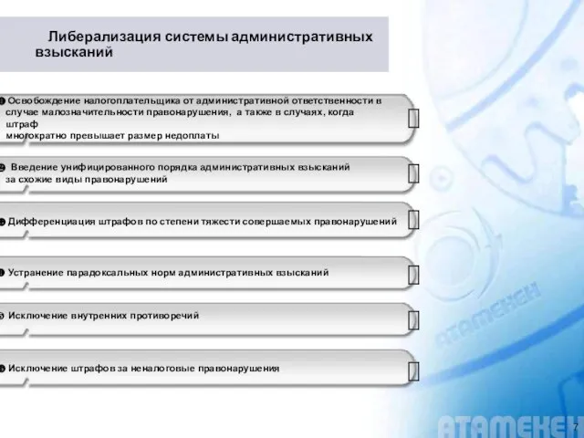 Либерализация системы административных взысканий Освобождение налогоплательщика от административной ответственности в случае малозначительности