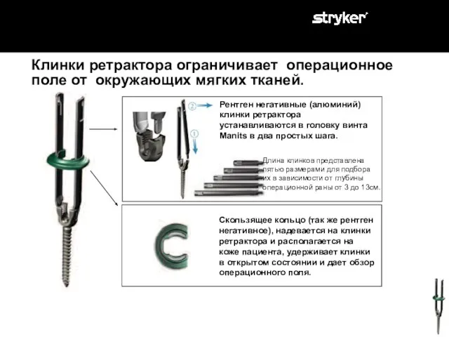 New Persuader Клинки ретрактора ограничивает операционное поле от окружающих мягких тканей. Рентген