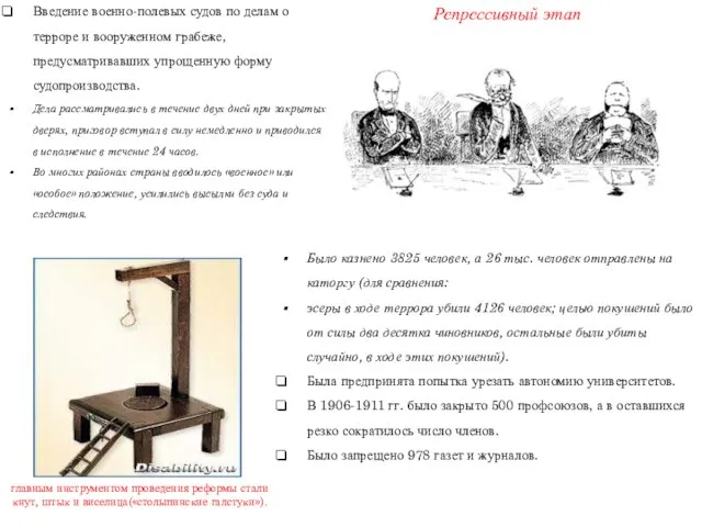 Введение военно-полевых судов по делам о терроре и вооруженном грабеже, предусматривавших упрощенную