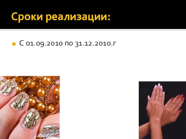 Сроки реализации: С 01.09.2010 по 31.12.2010.г