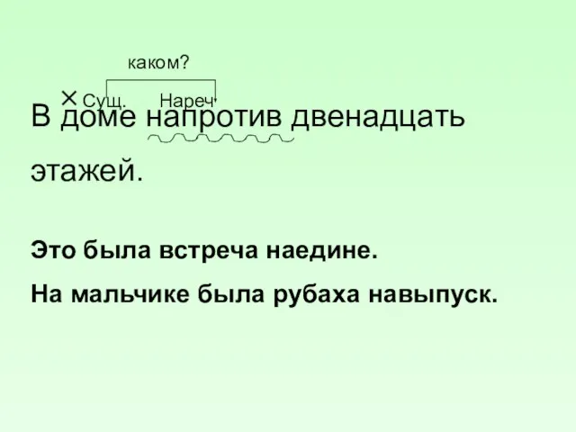 В доме напротив двенадцать этажей. Это была встреча наедине. На мальчике была