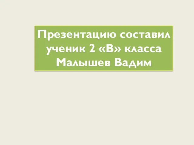 Презентацию составил ученик 2 «В» класса Малышев Вадим