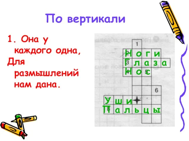 По вертикали 1. Она у каждого одна, Для размышлений нам дана. Н