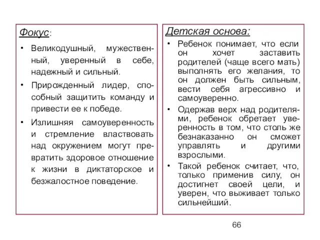 Фокус: Великодушный, мужествен-ный, уверенный в себе, надежный и сильный. Прирожденный лидер, спо-собный