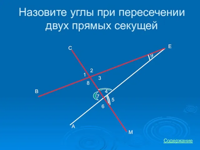 Назовите углы при пересечении двух прямых секущей 1 2 3 4 5