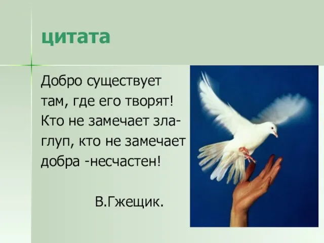 цитата Добро существует там, где его творят! Кто не замечает зла- глуп,