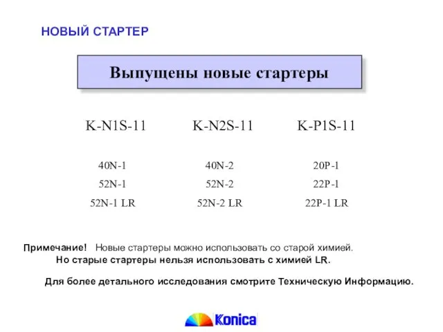 НОВЫЙ СТАРТЕР Выпущены новые стартеры K-N1S-11 40N-1 52N-1 52N-1 LR K-N2S-11 40N-2