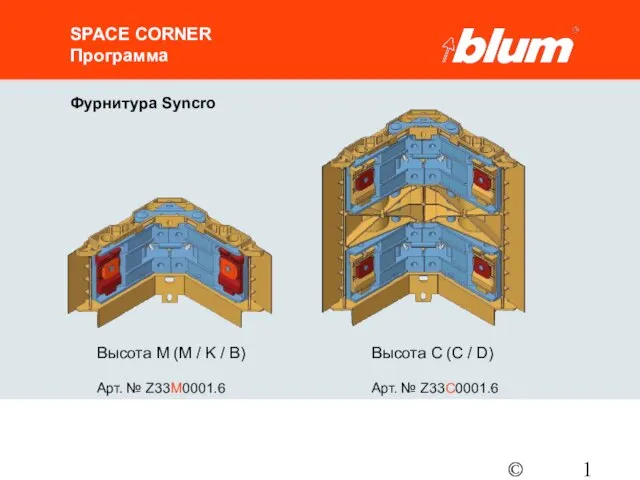 © Julius Blum GmbH SPACE CORNER Программа Высота M (M / K