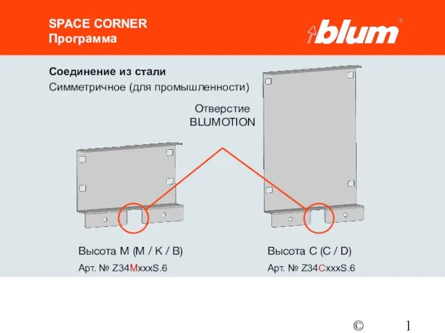 © Julius Blum GmbH SPACE CORNER Программа Высота C (C / D)