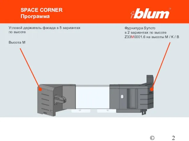 © Julius Blum GmbH SPACE CORNER Программа Угловой держатель фасада в 5