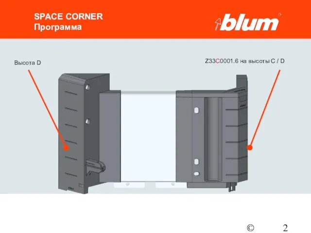 © Julius Blum GmbH SPACE CORNER Программа Высота D Z33C0001.6 на высоты C / D