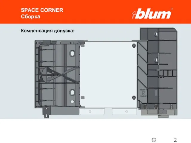 © Julius Blum GmbH SPACE CORNER Сборка Компенсация допуска: