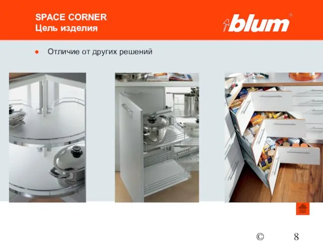 © Julius Blum GmbH SPACE CORNER Цель изделия Отличие от других решений