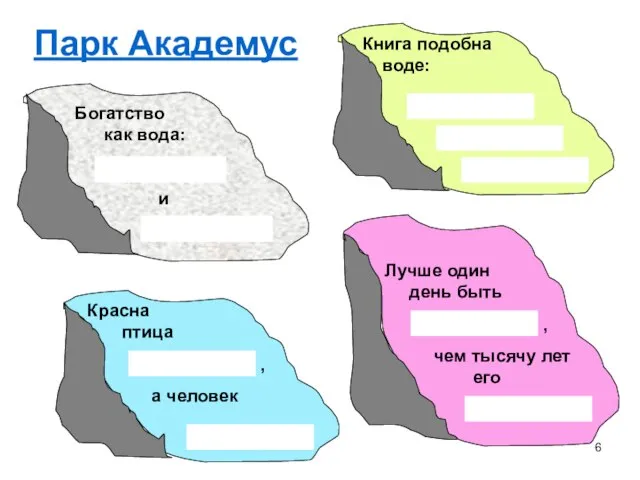 Парк Академус Богатство как вода: и Книга подобна воде: Красна птица а