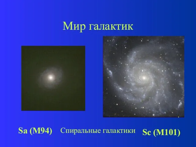 Мир галактик Спиральные галактики Sa (M94) Sc (M101)