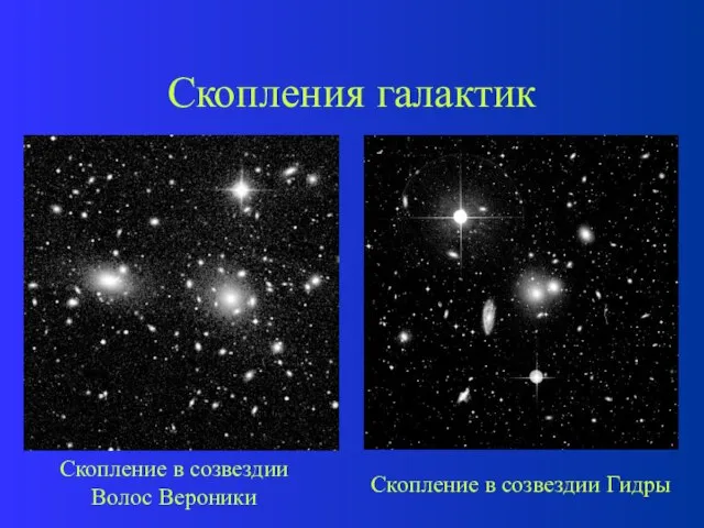 Скопления галактик Скопление в созвездии Волос Вероники Скопление в созвездии Гидры