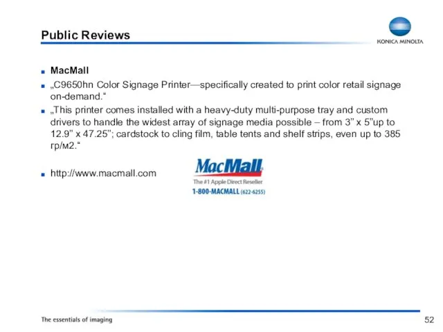 Public Reviews MacMall „C9650hn Color Signage Printer—specifically created to print color retail