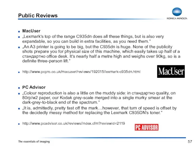 Public Reviews MacUser „Lexmark's top of the range C935dn does all these
