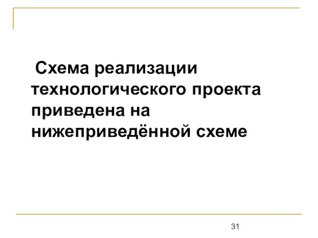 Схема реализации технологического проекта приведена на нижеприведённой схеме