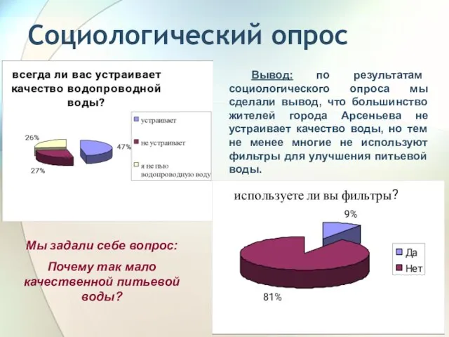 Социологический опрос Вывод: по результатам социологического опроса мы сделали вывод, что большинство