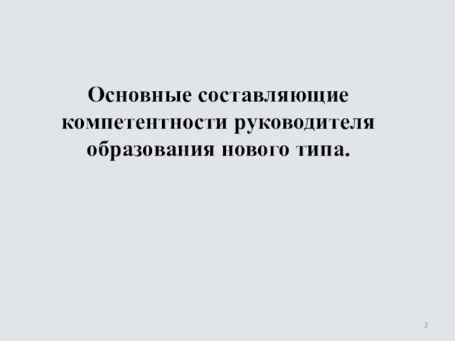 Основные составляющие компетентности руководителя образования нового типа.