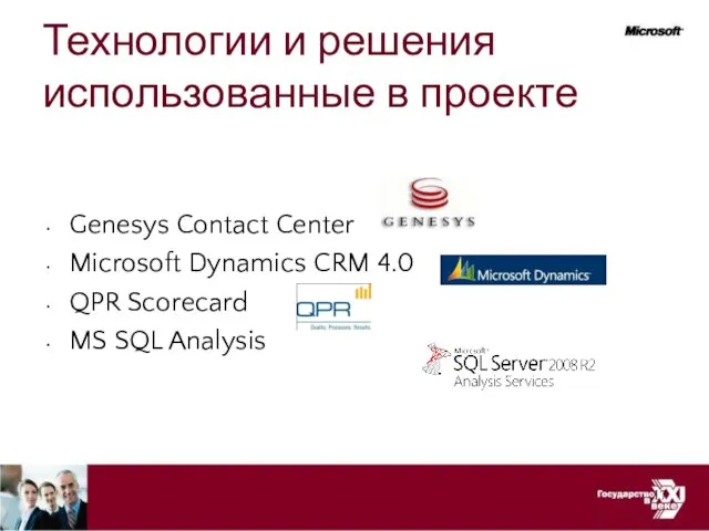Технологии и решения использованные в проекте Genesys Contact Center Microsoft Dynamics CRM
