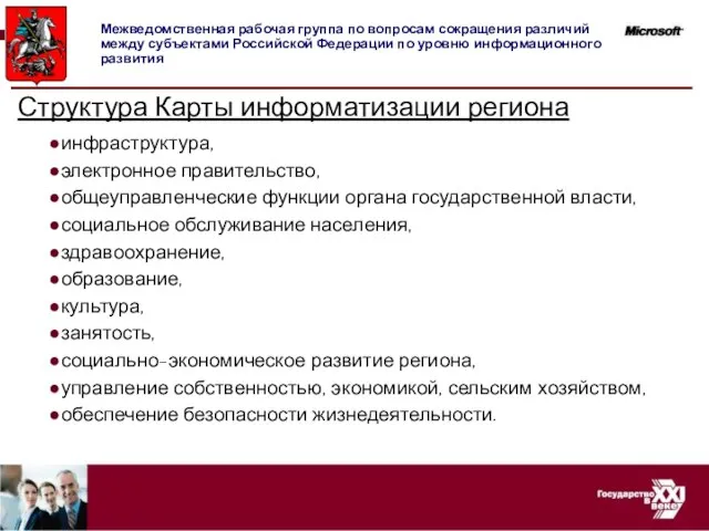 Структура Карты информатизации региона инфраструктура, электронное правительство, общеуправленческие функции органа государственной власти,