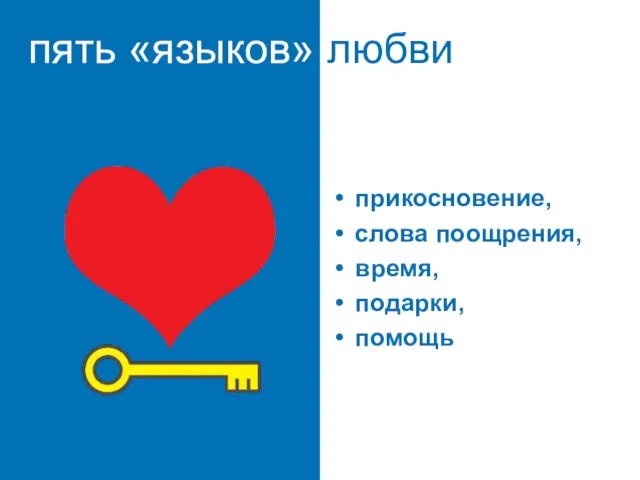 пять «языков» любви пять путей к сердцу ребенка прикосновение, слова поощрения, время, подарки, помощь