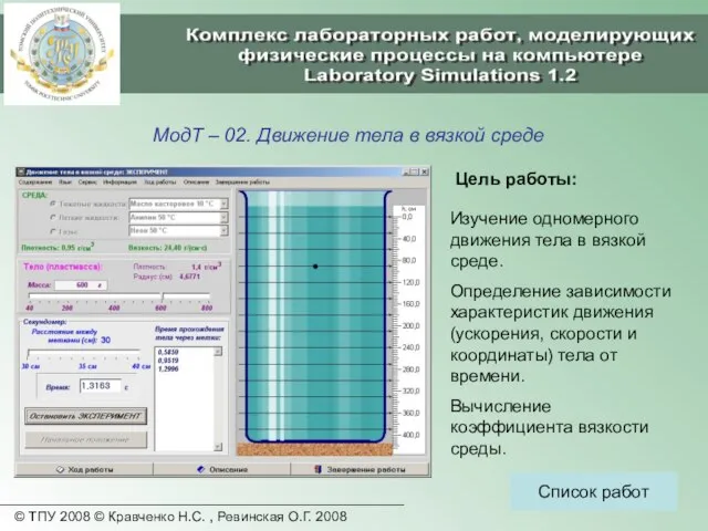 © ТПУ 2008 © Кравченко Н.С. , Ревинская О.Г. 2008 МодТ –