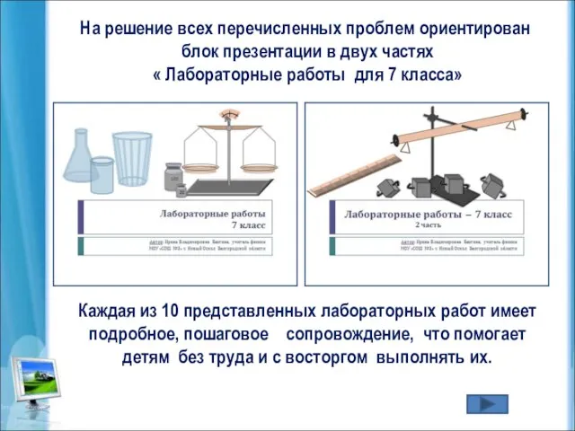 На решение всех перечисленных проблем ориентирован блок презентации в двух частях «