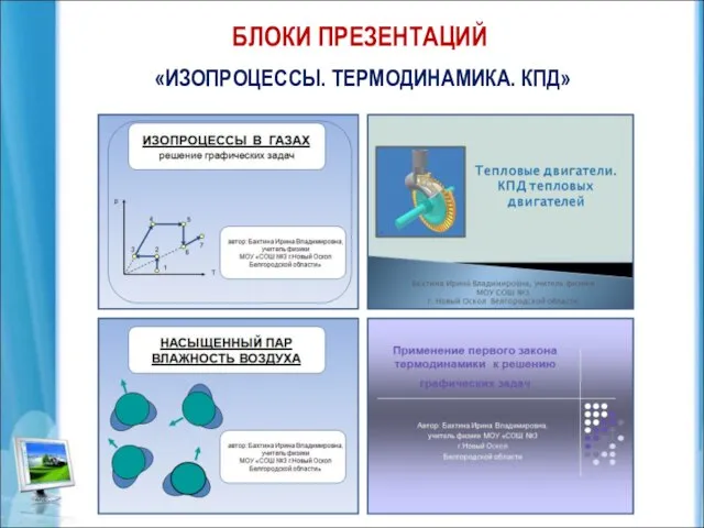 БЛОКИ ПРЕЗЕНТАЦИЙ «ИЗОПРОЦЕССЫ. ТЕРМОДИНАМИКА. КПД»