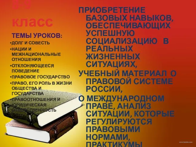 8-9 класс ПРИОБРЕТЕНИЕ БАЗОВЫХ НАВЫКОВ, ОБЕСПЕЧИВАЮЩИХ УСПЕШНУЮ СОЦИАЛИЗАЦИЮ В РЕАЛЬНЫХ ЖИЗНЕННЫХ СИТУАЦИЯХ,