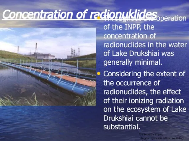 Concentration of radionuklides Throughout the operation of the INPP, the concentration of