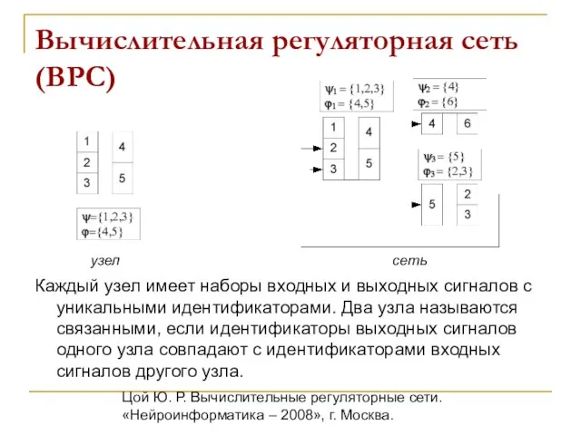 Цой Ю. Р. Вычислительные регуляторные сети. «Нейроинформатика – 2008», г. Москва. Вычислительная