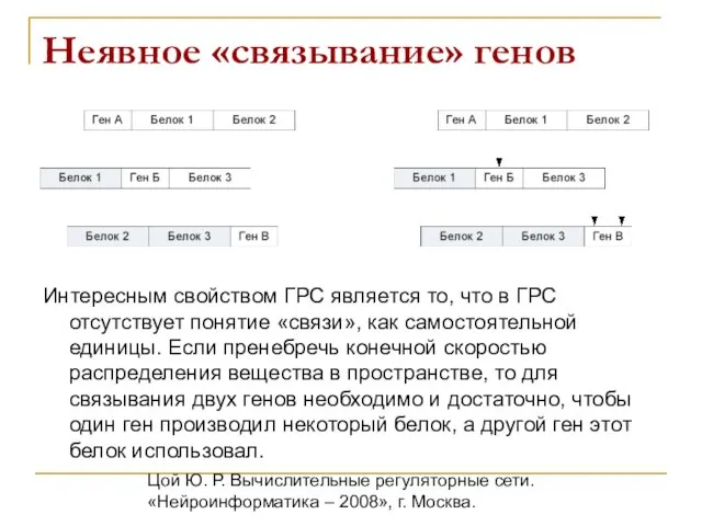 Цой Ю. Р. Вычислительные регуляторные сети. «Нейроинформатика – 2008», г. Москва. Неявное