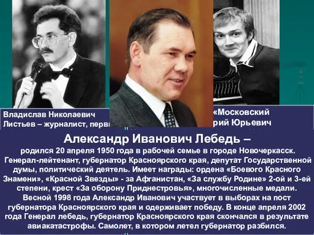 Владислав Николаевич Листьев – журналист, первый генеральный директор Общественного Российского Телевидения, художественный