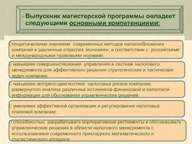 теоретическими знаниями современных методов налогообложения компаний в различных отраслях экономики, в соответствии