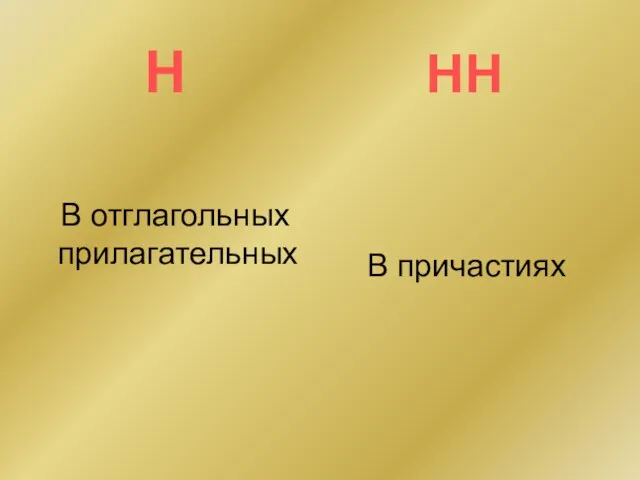 Н В отглагольных прилагательных НН В причастиях