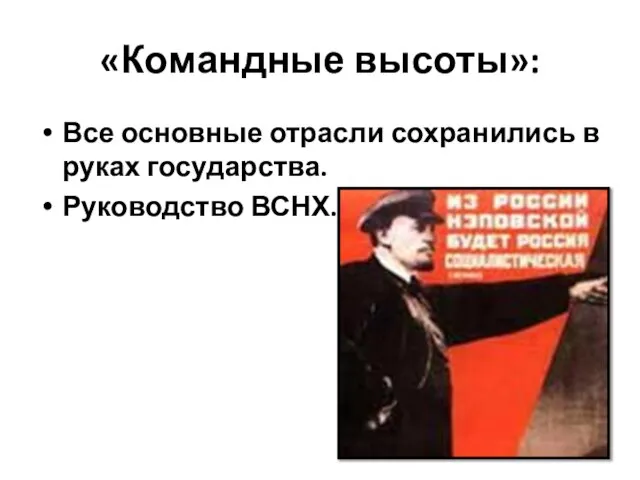 «Командные высоты»: Все основные отрасли сохранились в руках государства. Руководство ВСНХ.